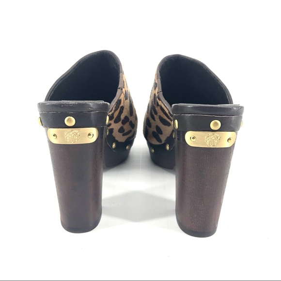 Vince Camuto Porsha Leopard Calf Hair Mules Clogs - Picture 6 of 9